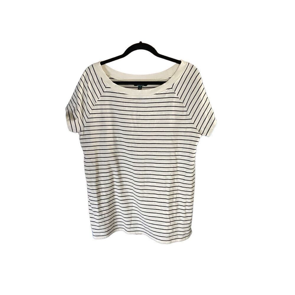 Lauren Ralph, Lauren women’s black and white striped boat neck top size 2X
